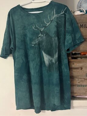 The Mountain Teal Elk Tie-Dye Dark Green Graphic T-Shirt Size Extra Large